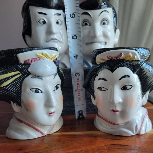 Vintage SIGMA TASTESETTER Japan Four Head Mugs Mens and Womens Hand Painted - Picture 2 of 12